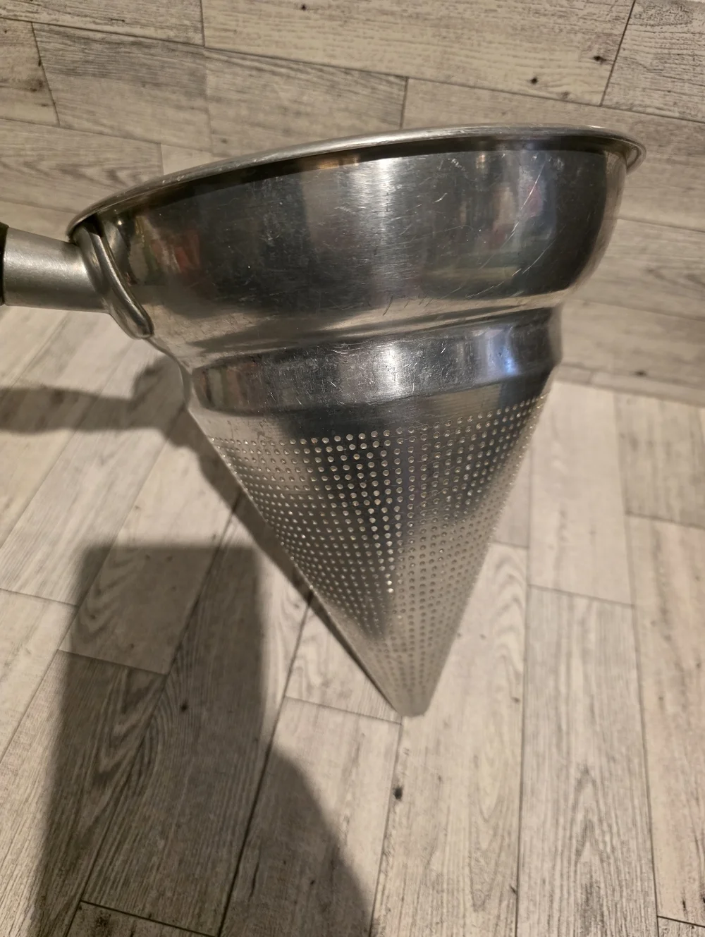 Vintage China Cap  Cone Strainer with Handle - Silver